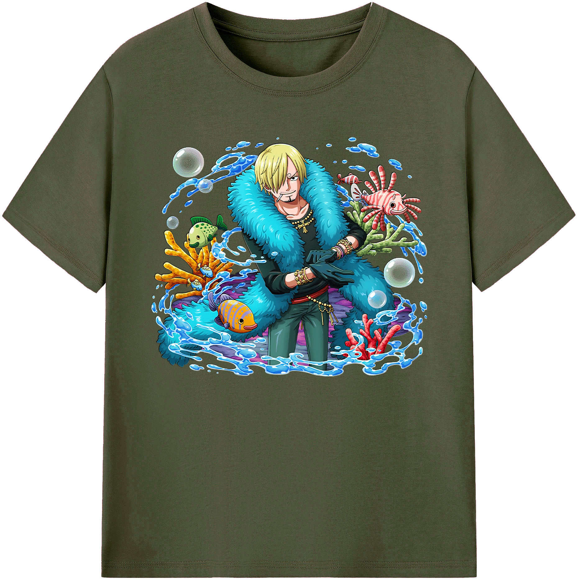 （画像用） ワンピース サンジ ONE PIECE Sanji 綿100％ メンズ半袖Tシャツ｜肌触りやわらか＆通気性